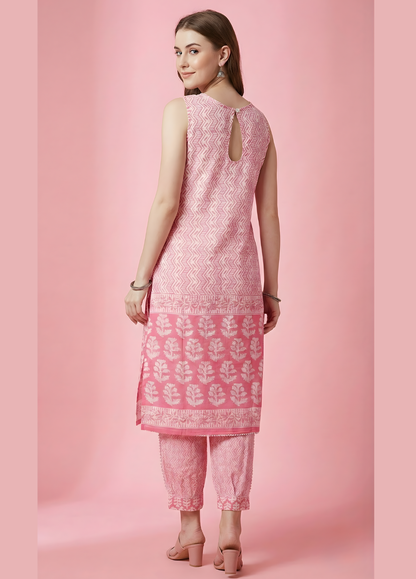 Sleeveless cotton kurta set bulk supply