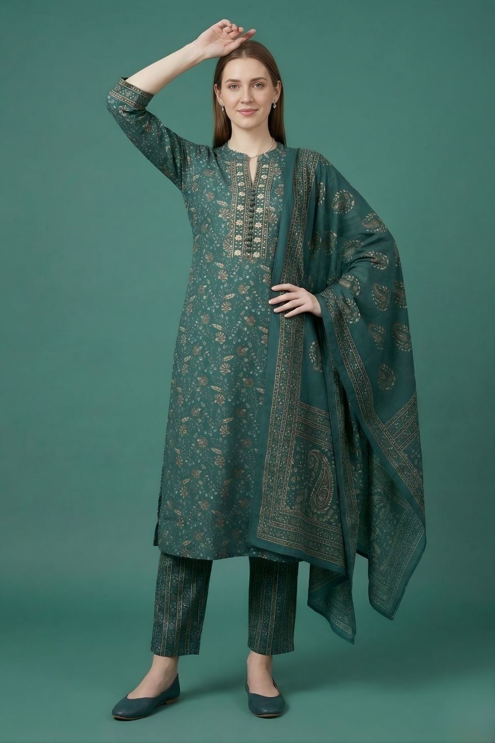 women wear wholesale manufacturer India eco friendly cotton kurti teal