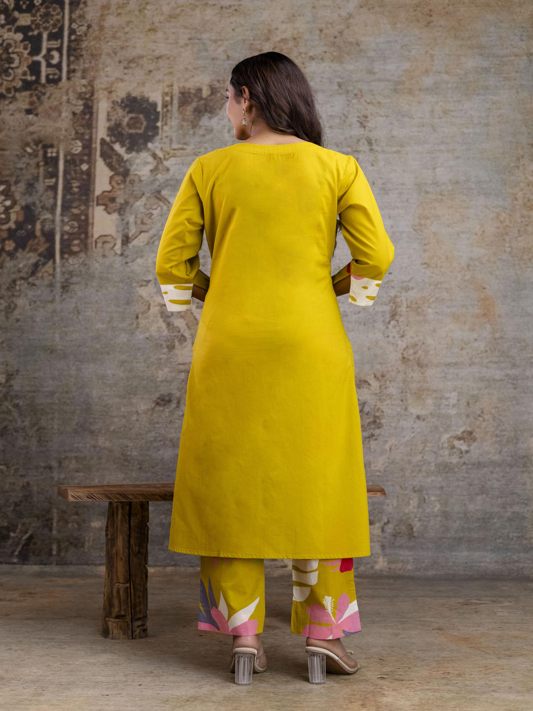 Cotton kurti wholesale manufacturer India printed mustard kurta set