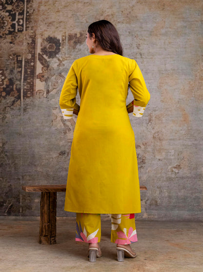 Cotton kurti wholesale manufacturer India printed mustard kurta set