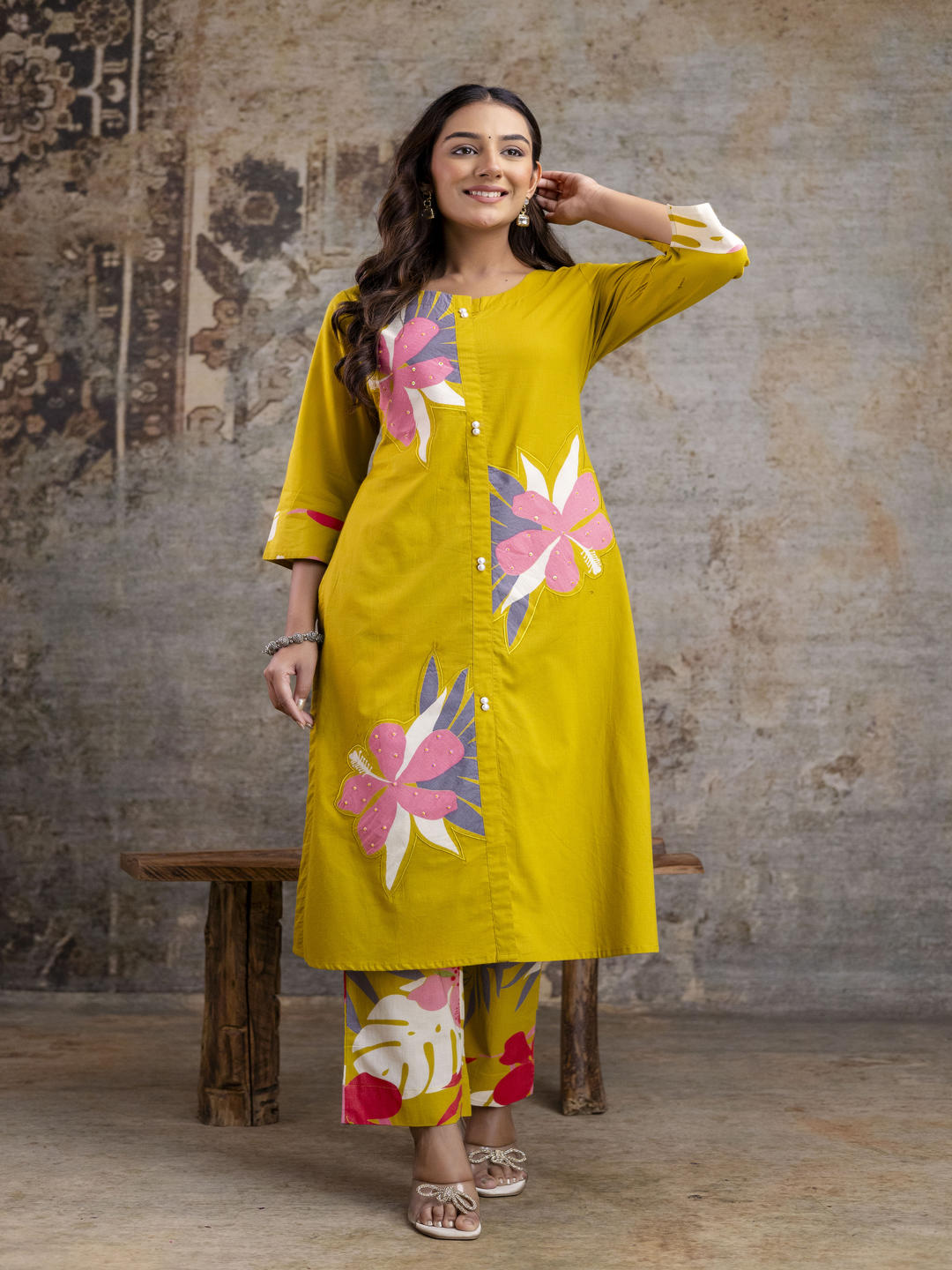 Women wear wholesale manufacturer India floral cotton kurta set