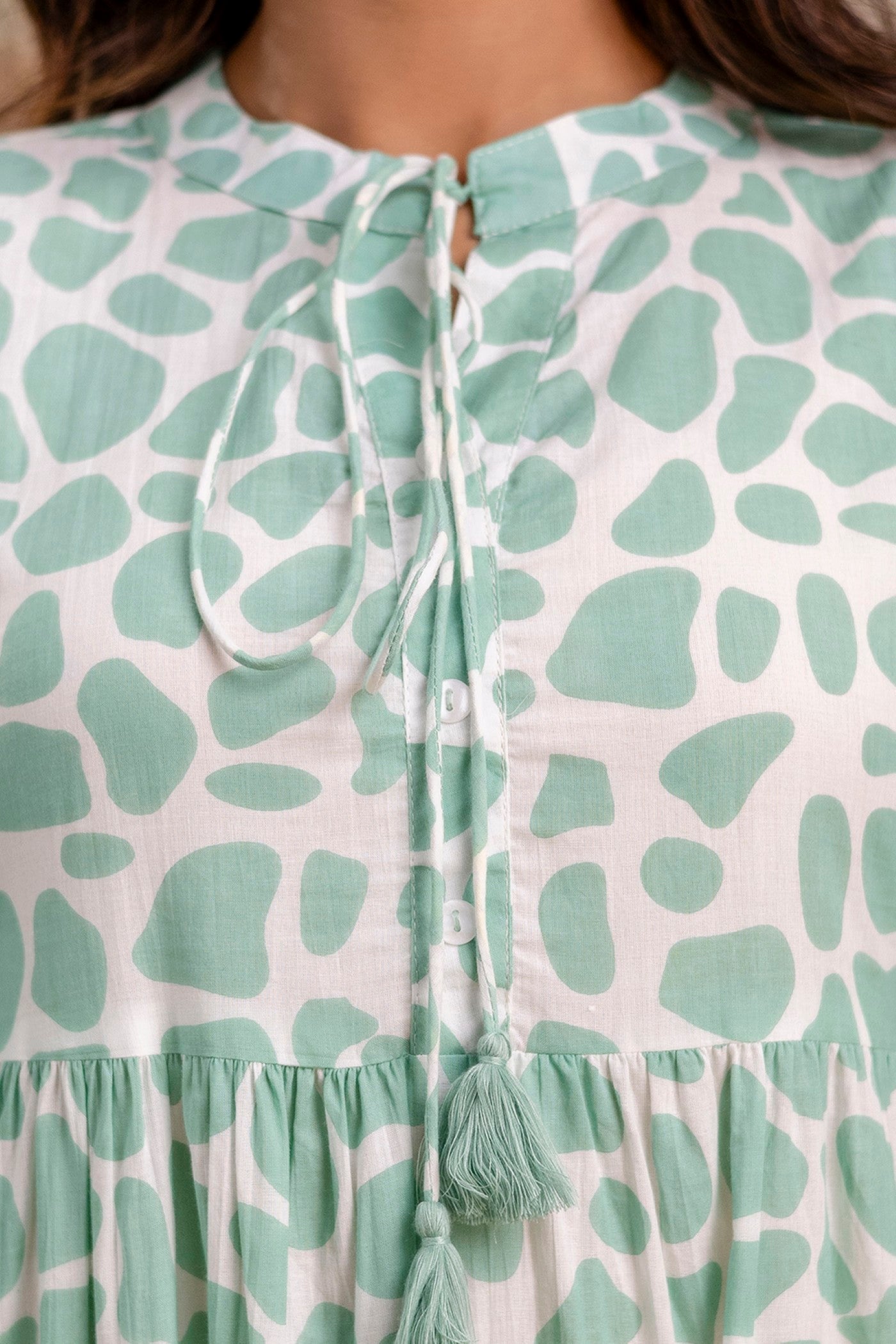 Mint Green Printed Pure Cotton Dress for Women | Manufacturer-Focused Wholesale Collection – Neelufer Creation