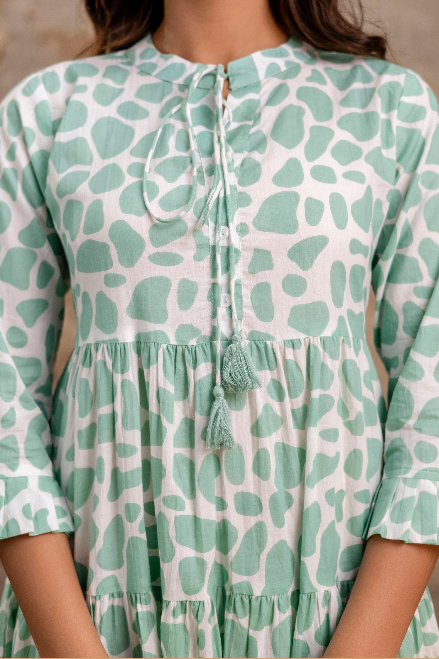 Mint Green Printed Pure Cotton Dress for Women | Manufacturer-Focused Wholesale Collection – Neelufer Creation