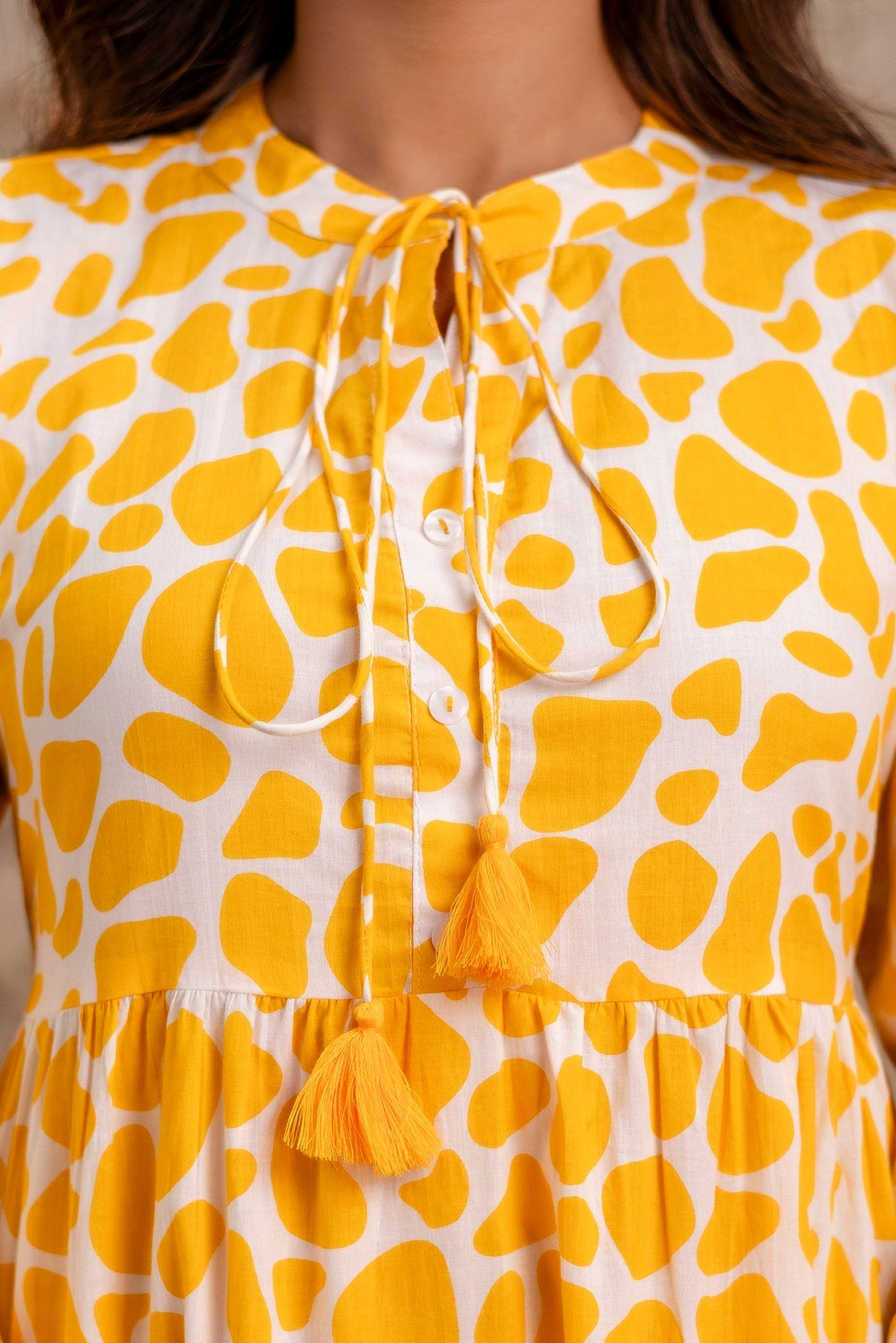 Sunshine Yellow Printed Pure Cotton Dress for Women | Manufacturer-Curated Wholesale Edit – Neelufer Creation