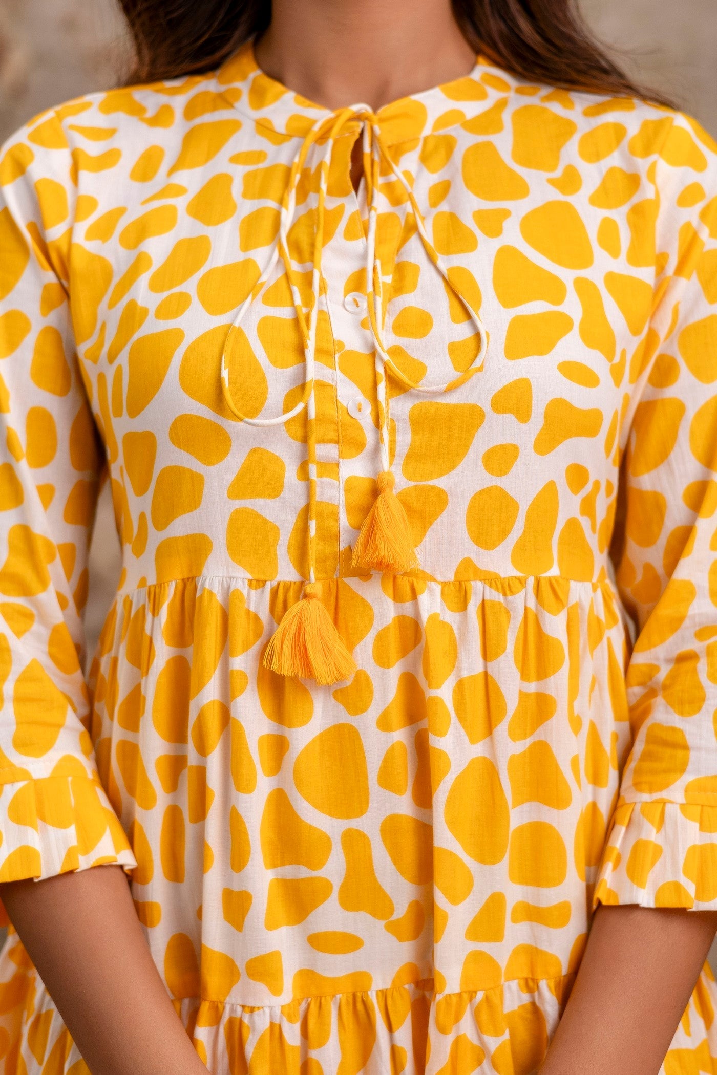 Sunshine Yellow Printed Pure Cotton Dress for Women | Manufacturer-Curated Wholesale Edit – Neelufer Creation