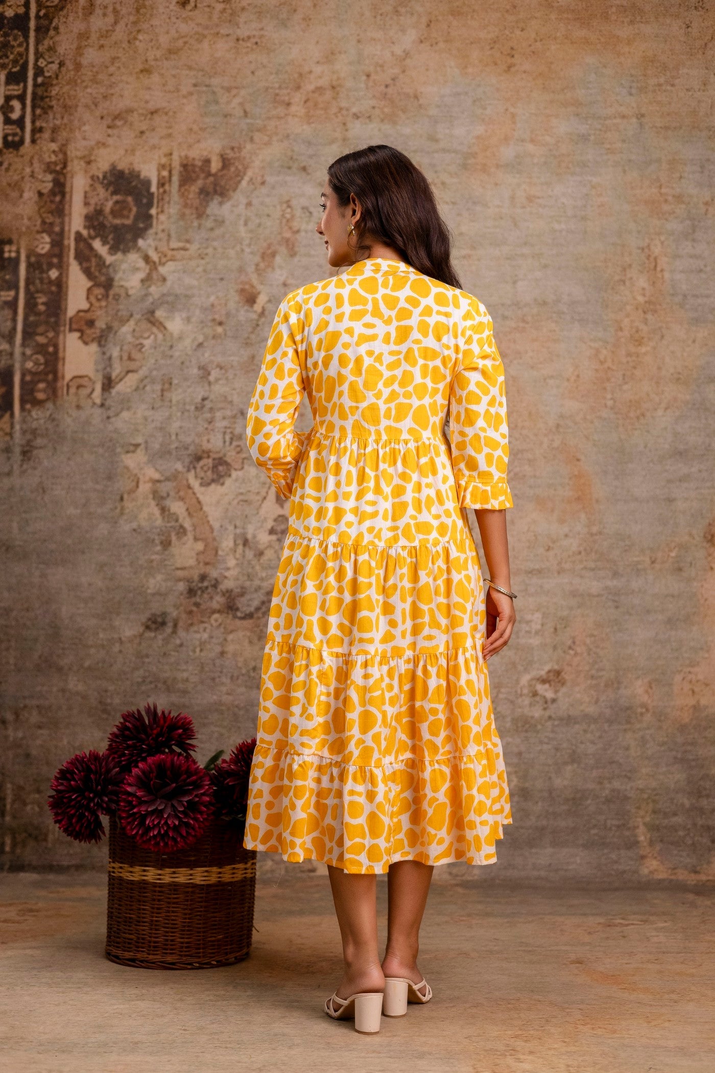 Sunshine Yellow Printed Pure Cotton Dress for Women | Manufacturer-Curated Wholesale Edit – Neelufer Creation