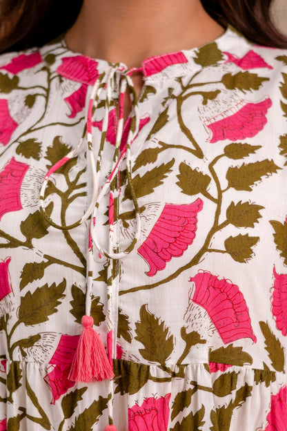 Floral Pure Cotton Midi Dress | Women Wear Wholesale Manufacturer & Supplier | Neelufer Creation