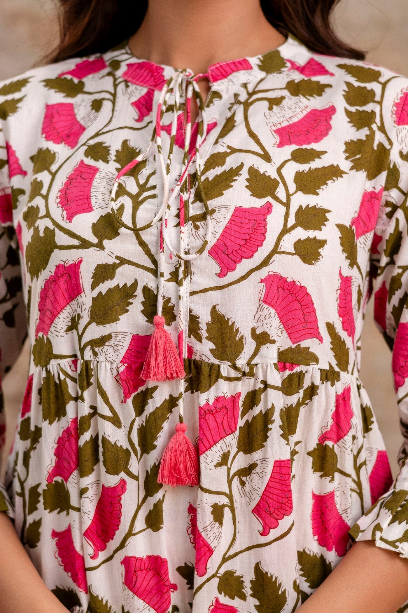 Floral Pure Cotton Midi Dress | Women Wear Wholesale Manufacturer & Supplier | Neelufer Creation