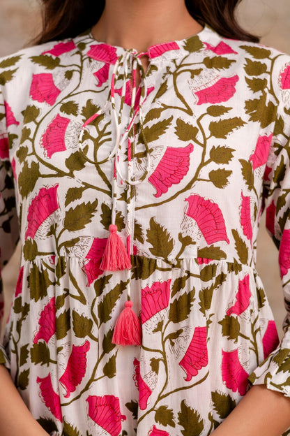 Floral Pure Cotton Midi Dress | Women Wear Wholesale Manufacturer & Supplier | Neelufer Creation