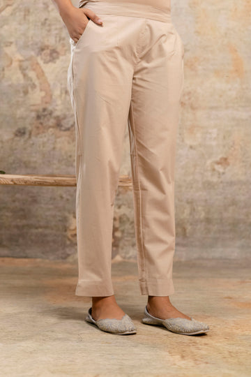 Women’s Beige Cotton Flex Ankle-Length Bottoms – Wholesale Manufacturer Supply