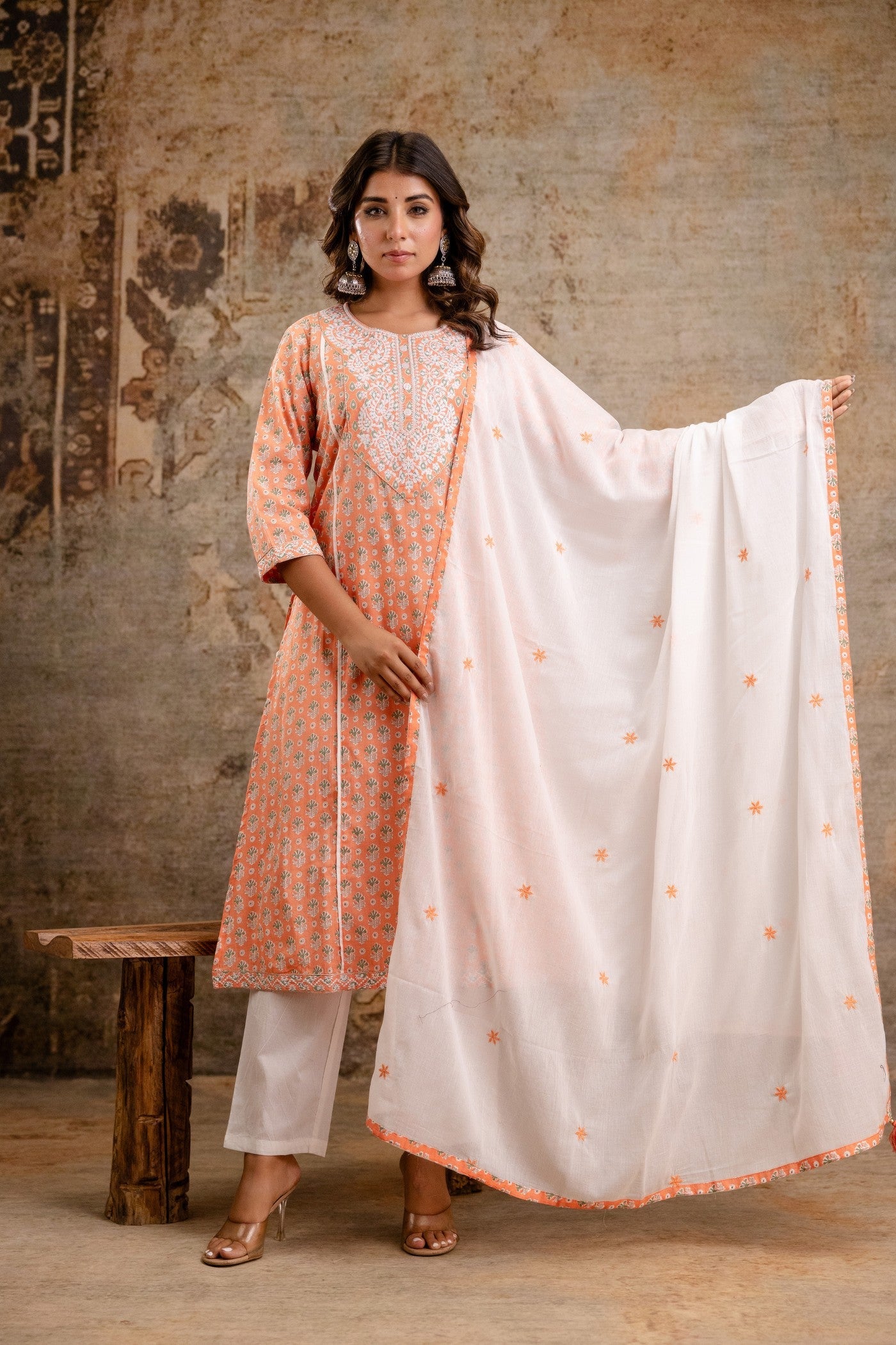 Cotton kurta set with dupatta wholesale women wear