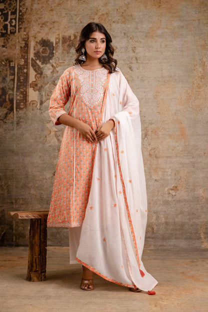 Boutique cotton dupatta set Neelufer Creation