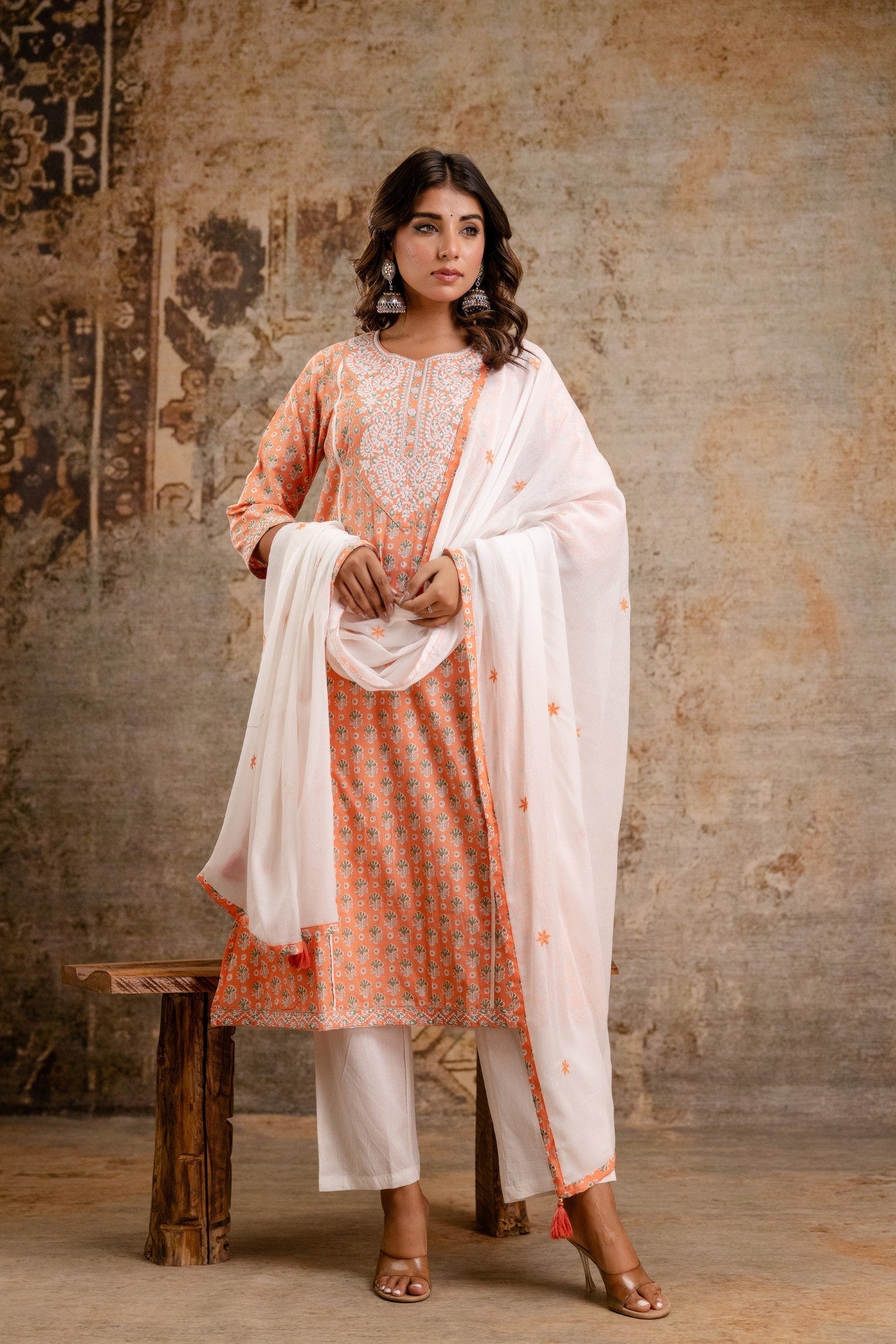 Printed cotton dupatta set manufacturer India