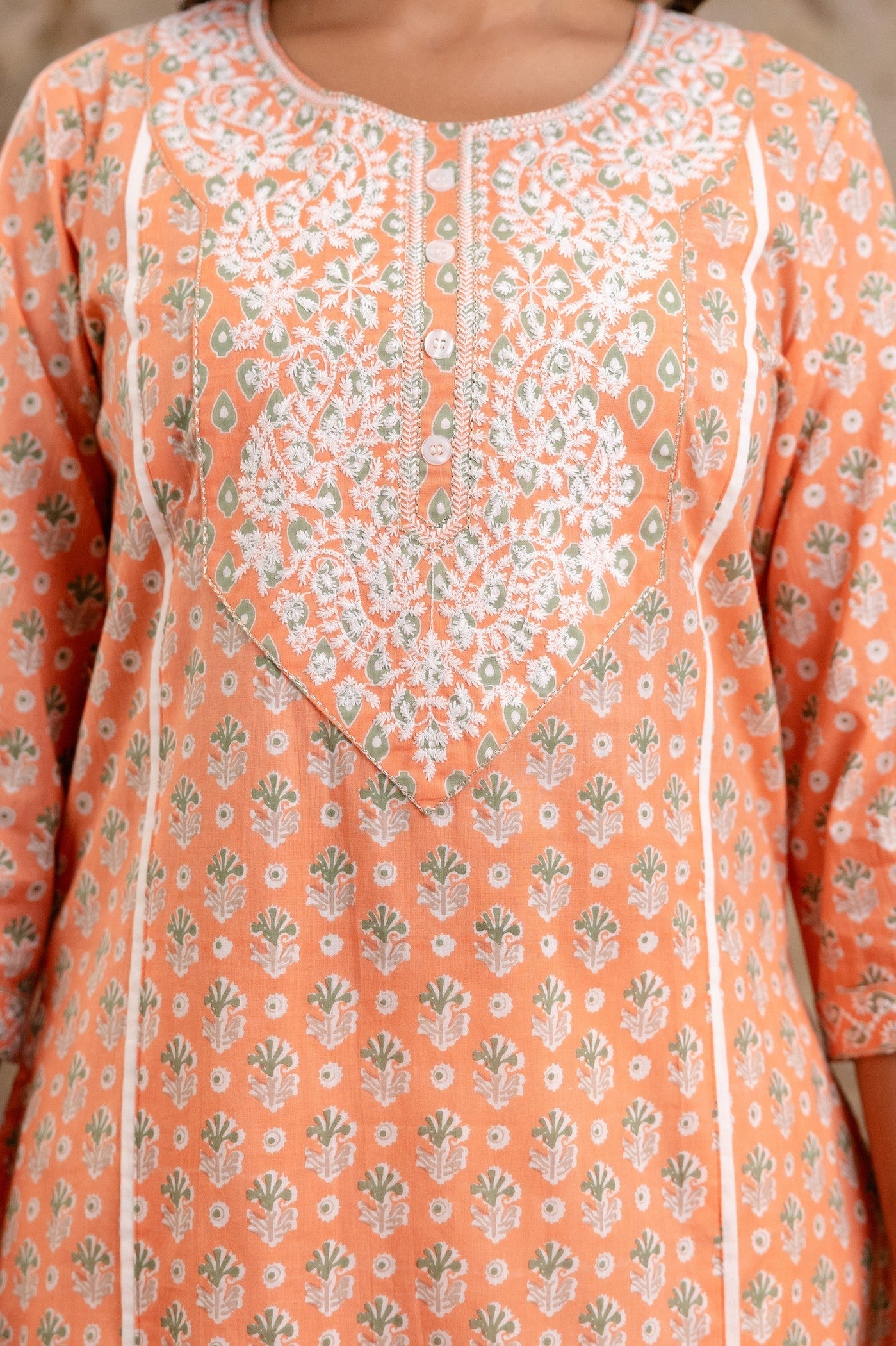 Pure Cotton Peach Printed Dupatta Set – Wholesale Manufacturer Women Wear