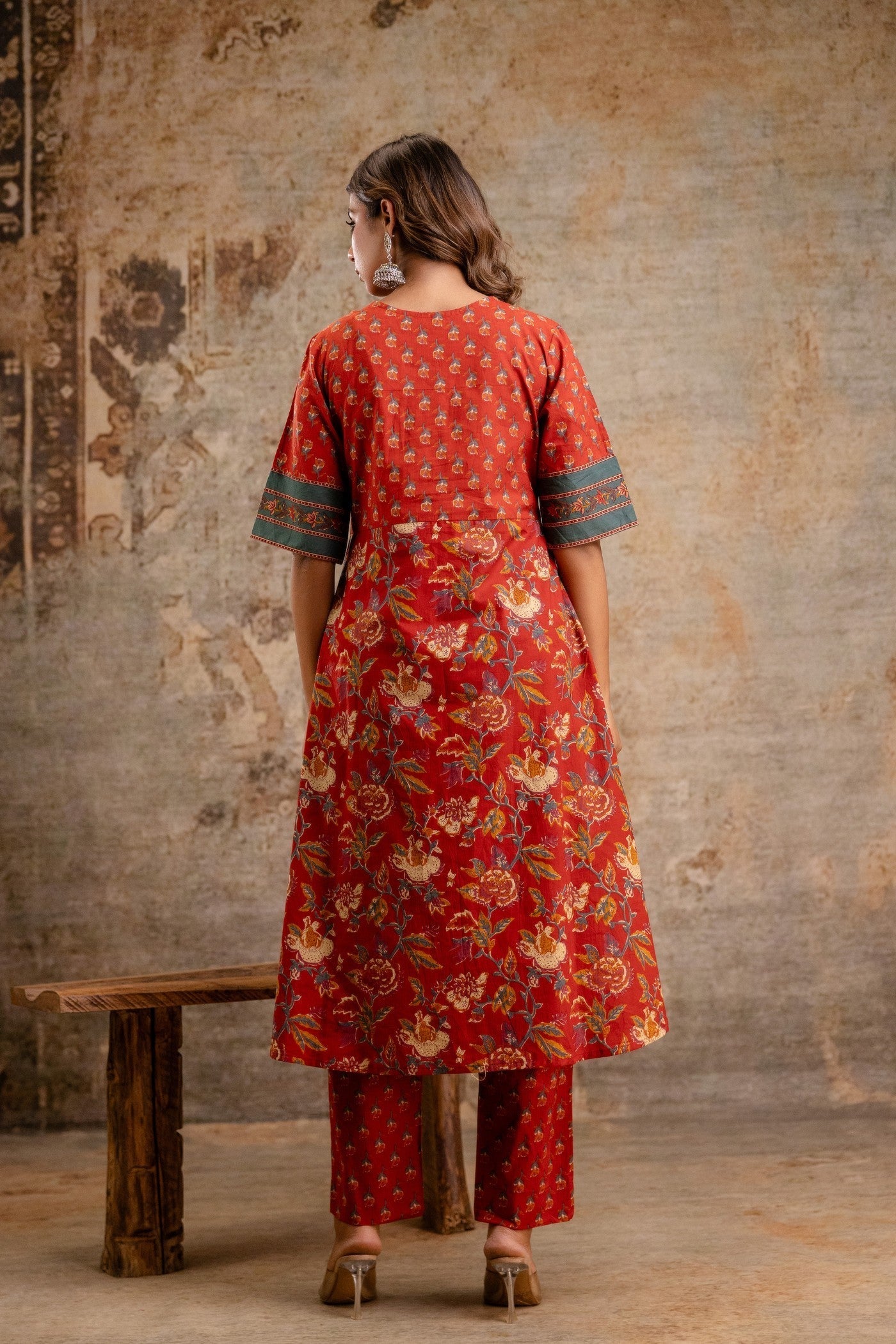 Women floral cotton dupatta set ethnic wear