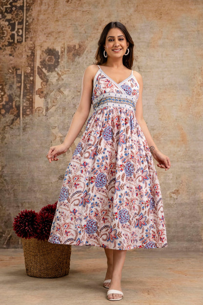 Pure Cotton Floral Midi Dress – Wholesale Manufacturer Women Wear