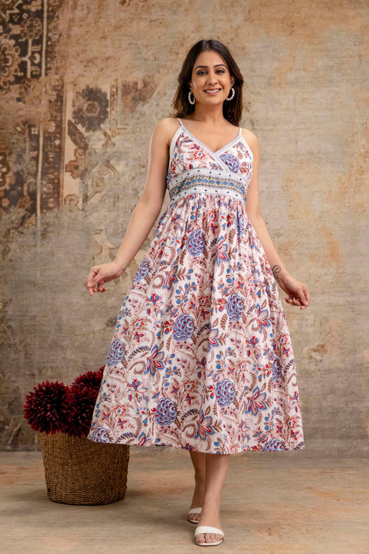 Pure Cotton Floral Midi Dress – Wholesale Manufacturer Women Wear