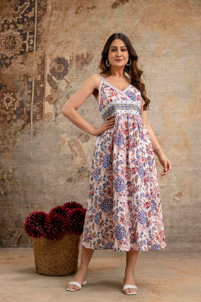 Pure Cotton Floral Midi Dress – Wholesale Manufacturer Women Wear