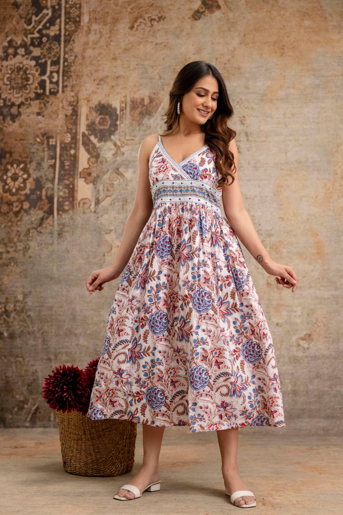 Pure Cotton Floral Midi Dress – Wholesale Manufacturer Women Wear