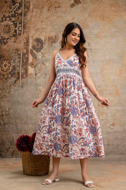 Pure Cotton Floral Midi Dress – Wholesale Manufacturer Women Wear