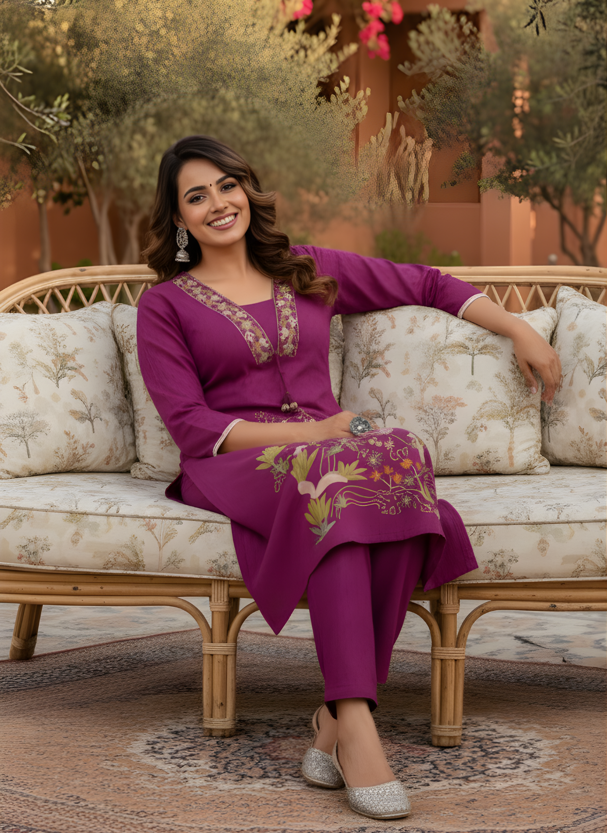 Neelufer Creation kurta set neckline embroidery detail