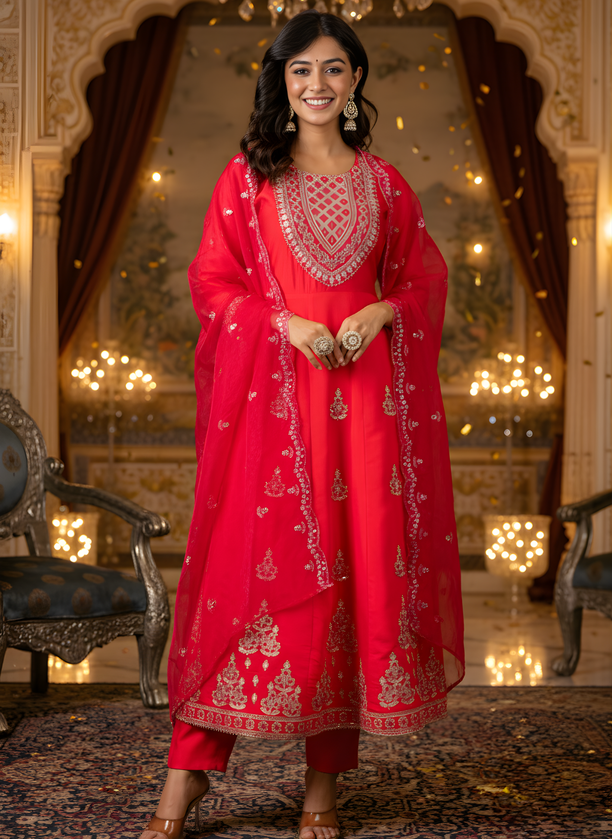 Pure cotton embroidered dupatta set wholesale by Neelufer Creation