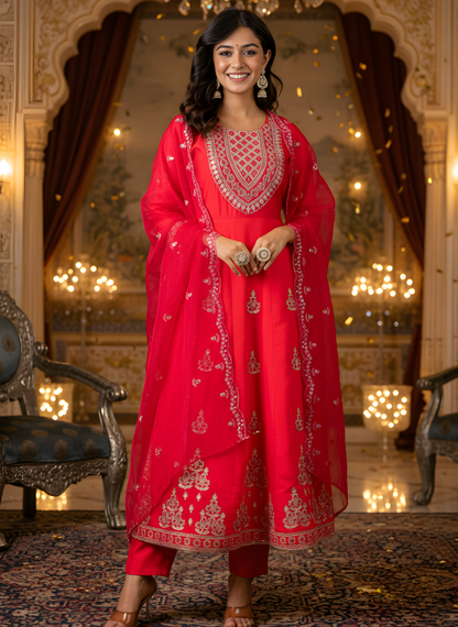 Pure cotton embroidered dupatta set wholesale by Neelufer Creation