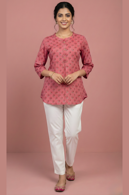 Aarvi Rosebud Jaipuri Cotton Top – Wholesale Women Wear