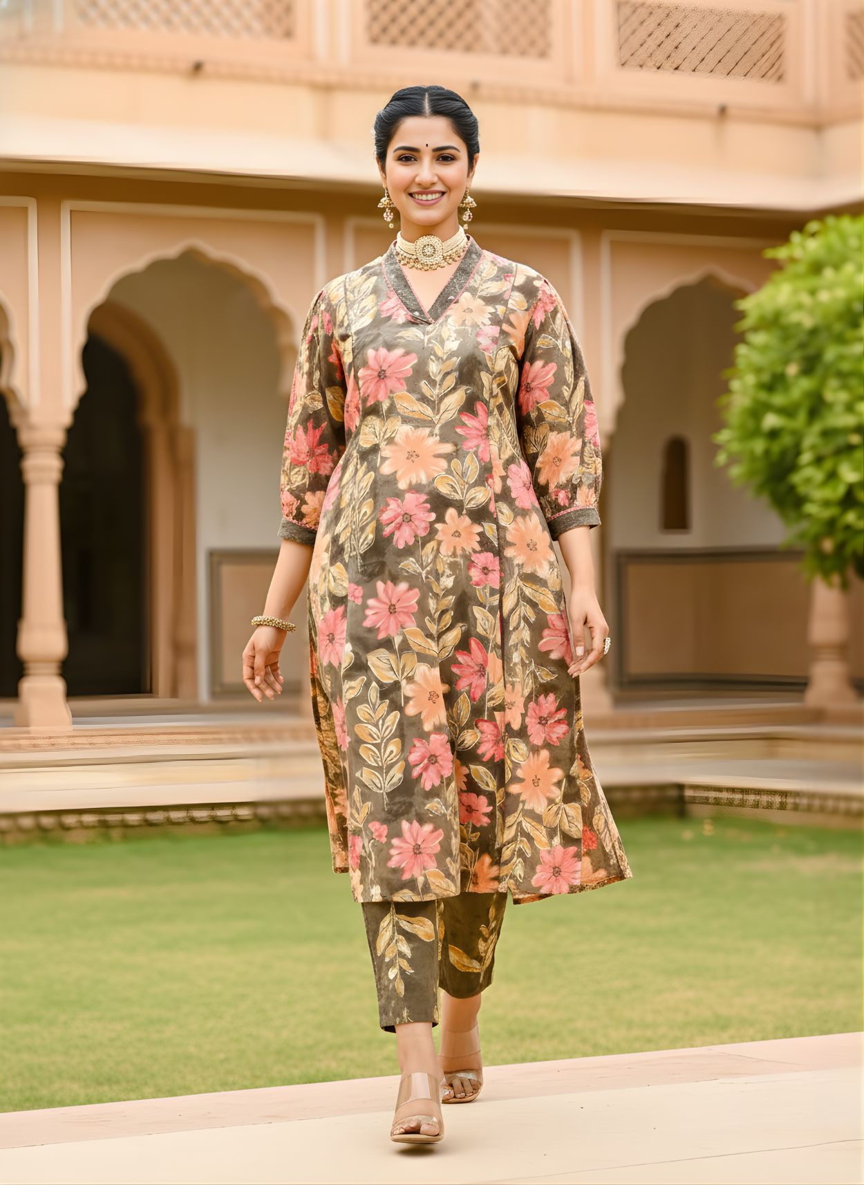 Neelufer Creation pure cotton floral kurta set