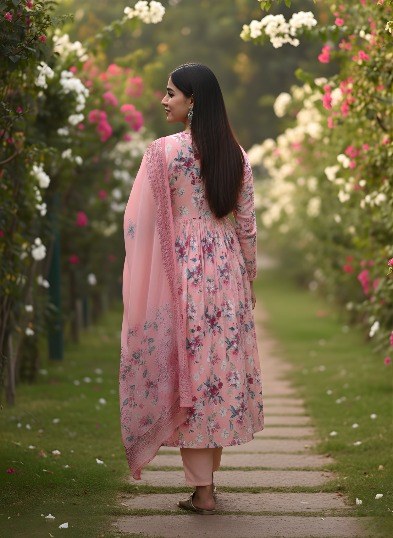 Floral cotton kurta dupatta set bulk supply