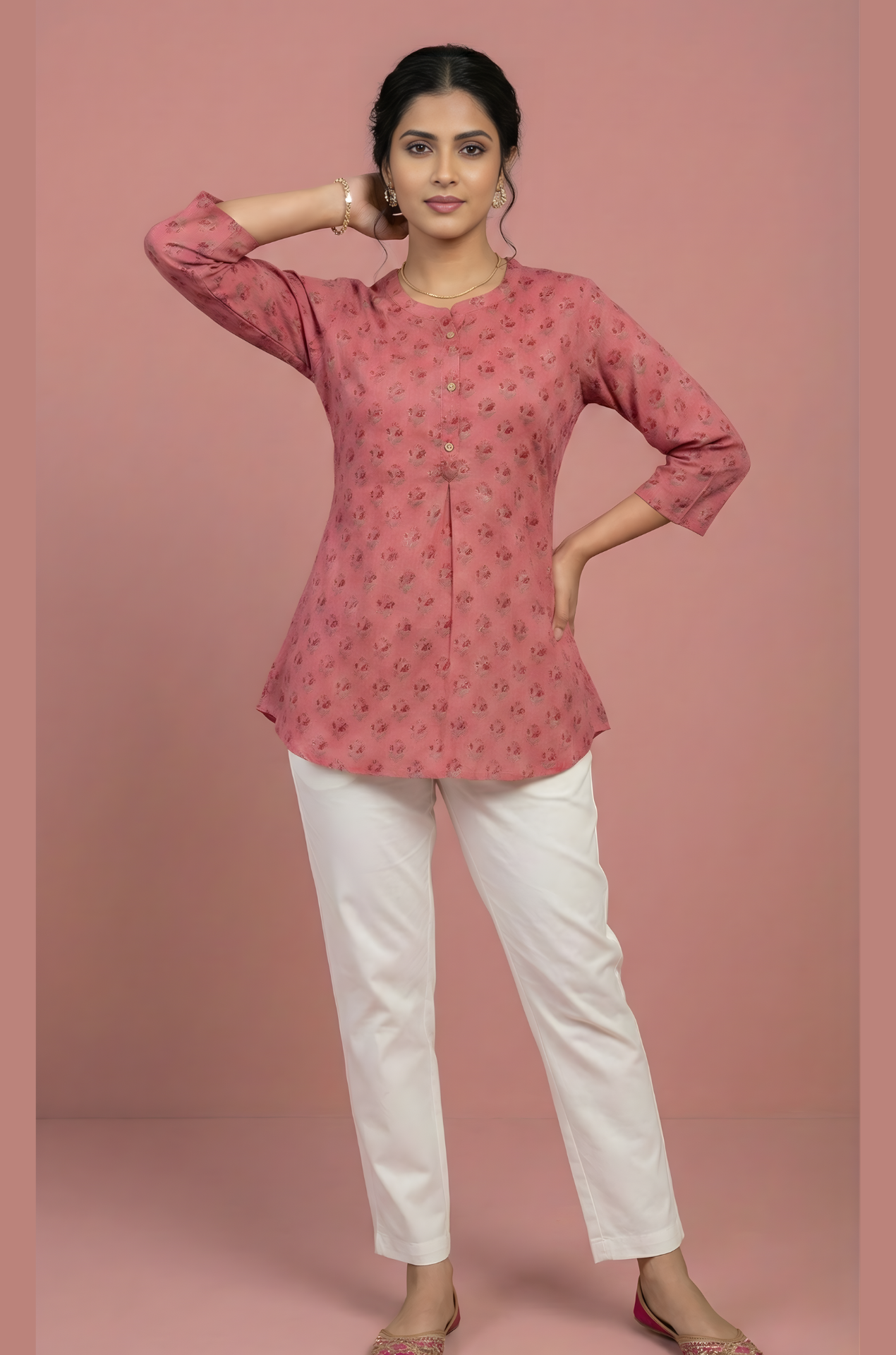 Aarvi Rosebud Jaipuri Cotton Top – Wholesale Women Wear