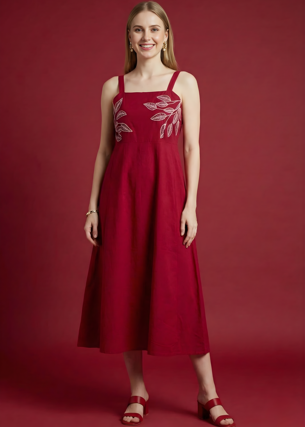 Neelufer Creation pure cotton maroon dress