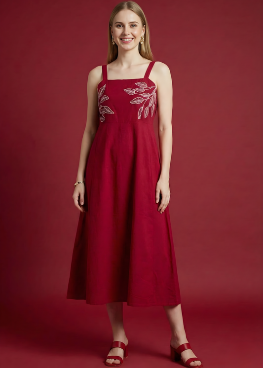 Neelufer Creation pure cotton maroon dress