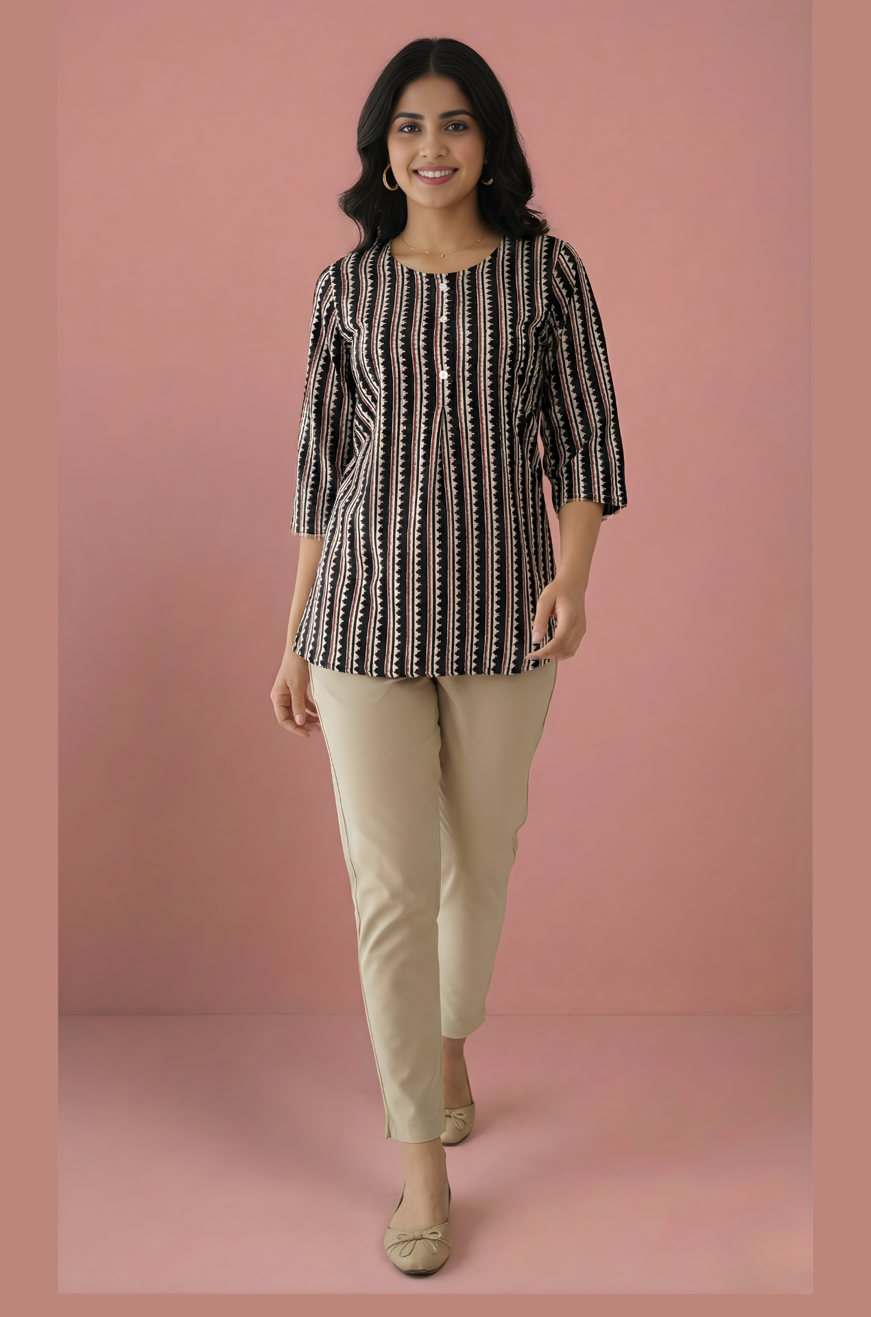 Neelufer Creation indigo stripe cotton top