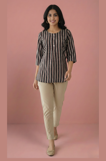 Neelufer Creation indigo stripe cotton top