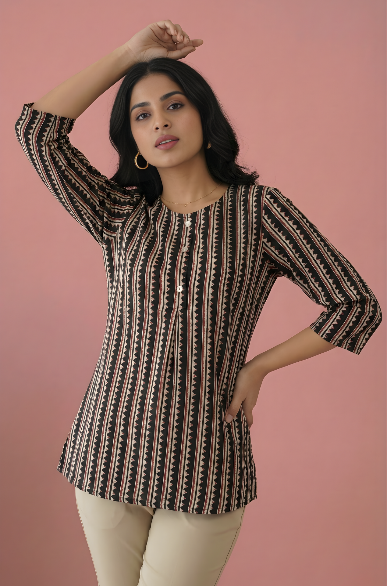 Vertical stripe cotton top for bulk buyers