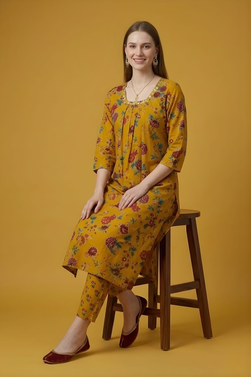 Mustard Cotton Dupatta Set Wholesale Manufacturer India