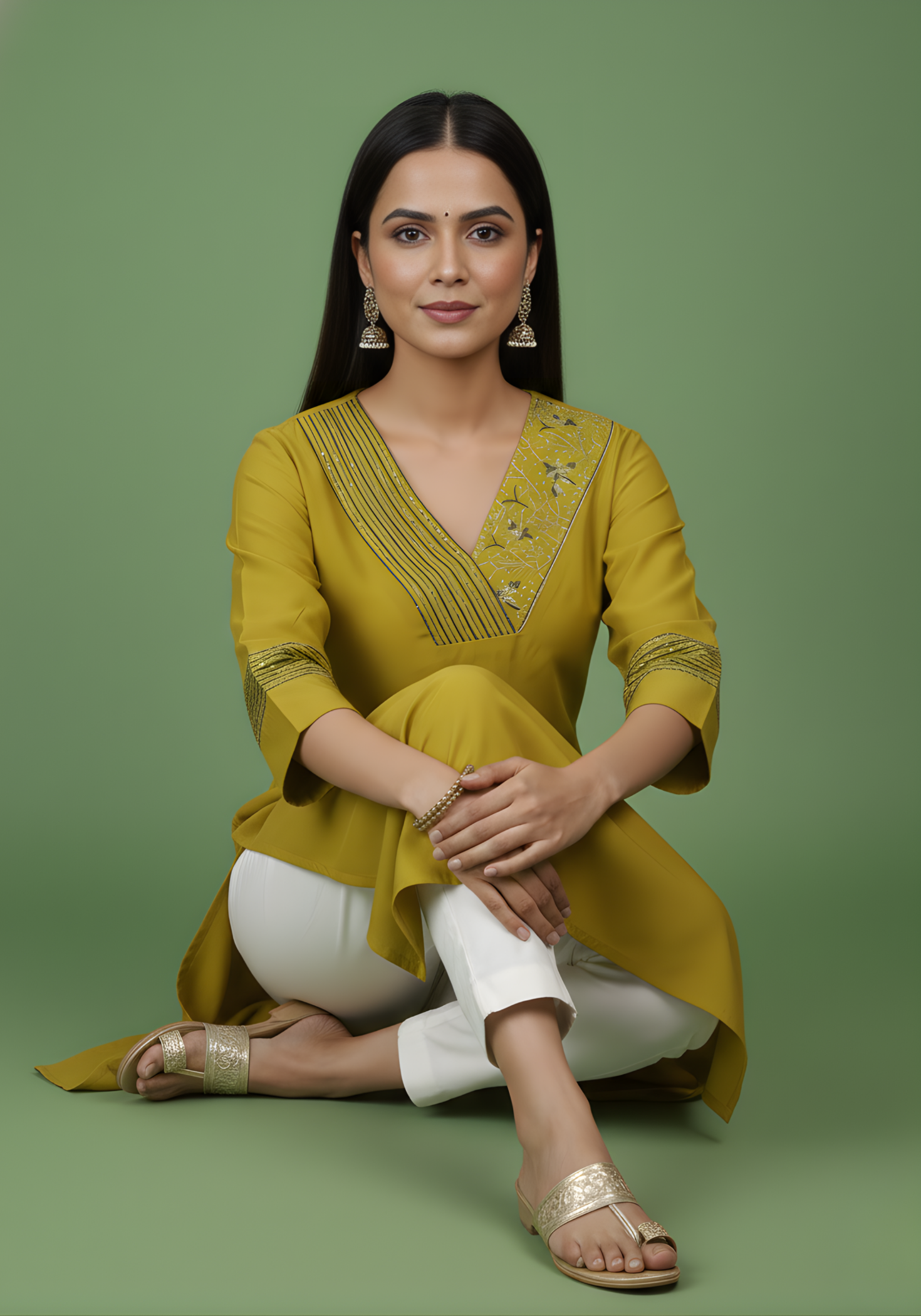 Neelufer Creation mustard kurti manufacturer India