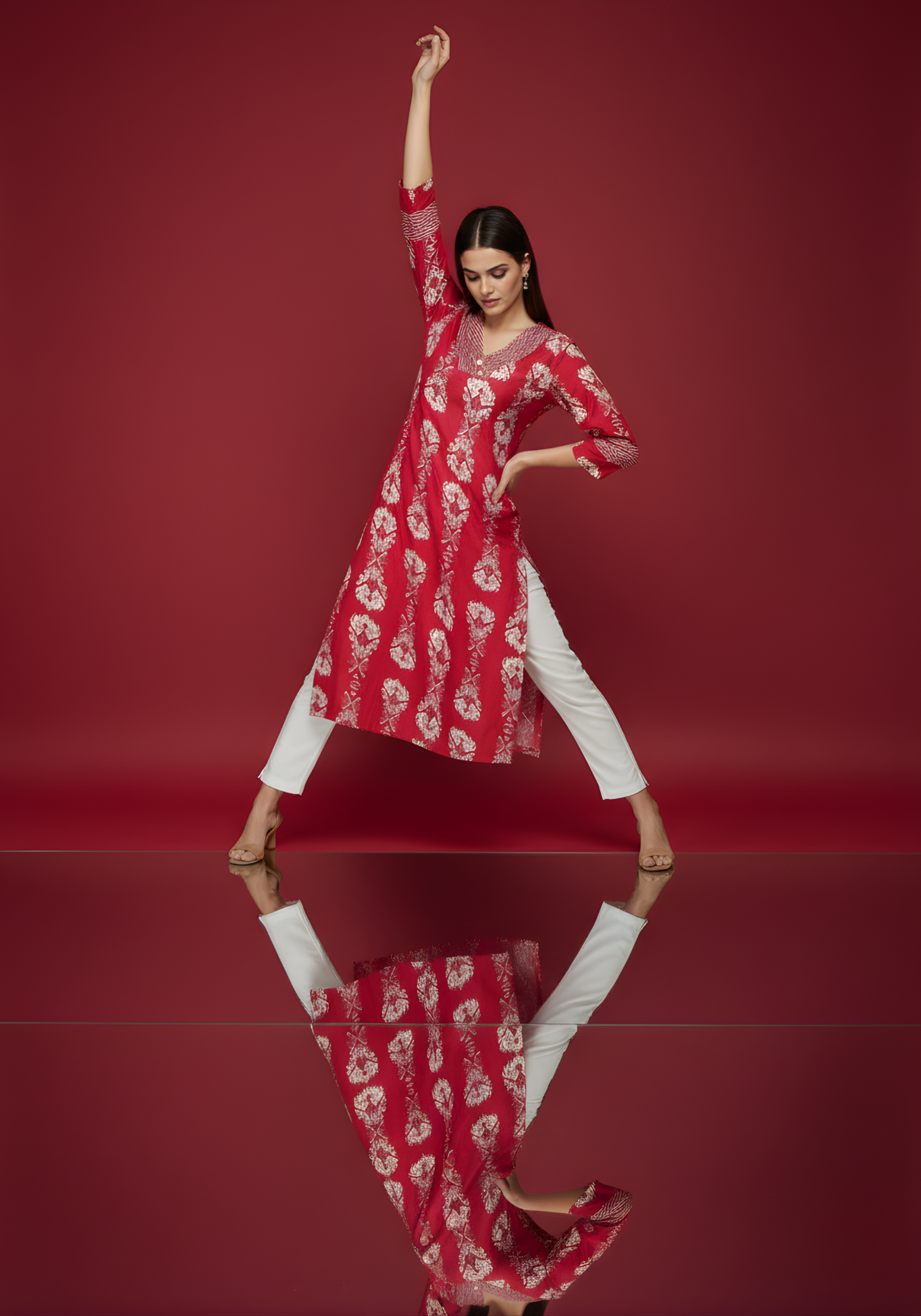 Neelufer Creation red kurti for boutiques