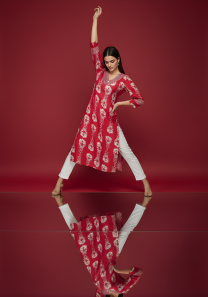 Neelufer Creation red kurti for boutiques