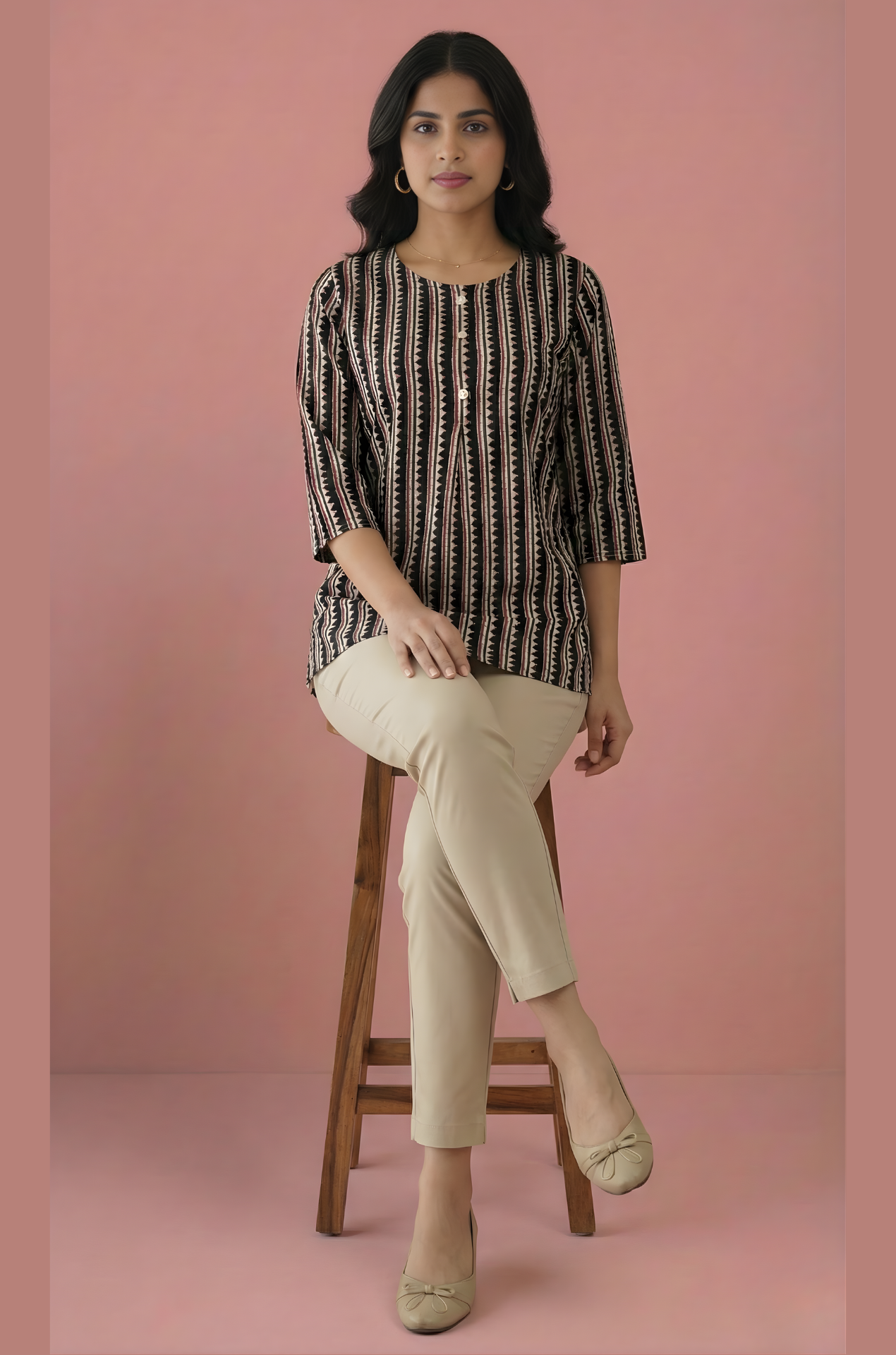Indigo stripe Jaipuri cotton top wholesale