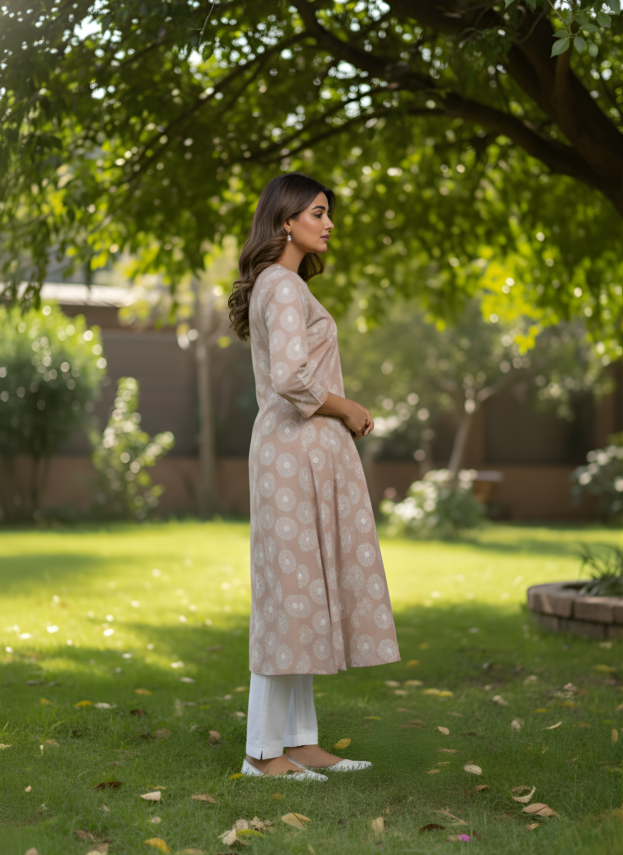 Women ethnic beige kurta set wholesale