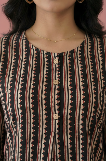 Indigo striped cotton top women wear