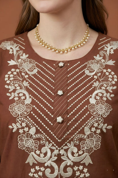 omen wear wholesale manufacturer India eco friendly cotton kurti brown