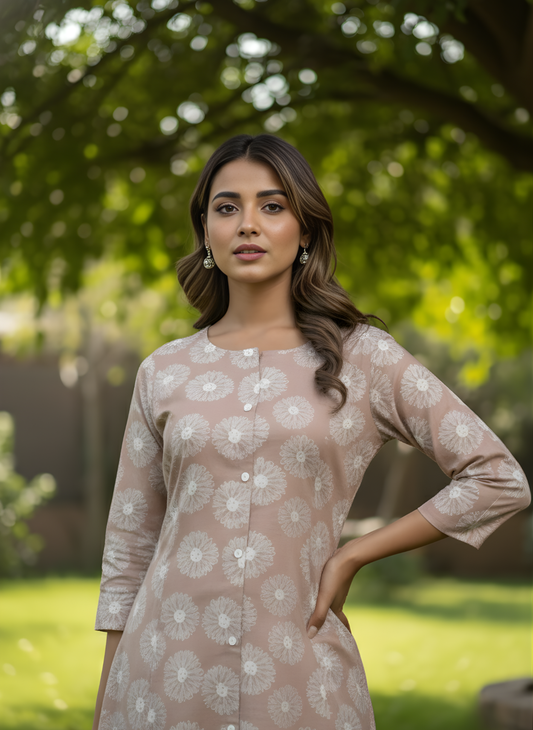 Neelufer Creation pure cotton beige kurti