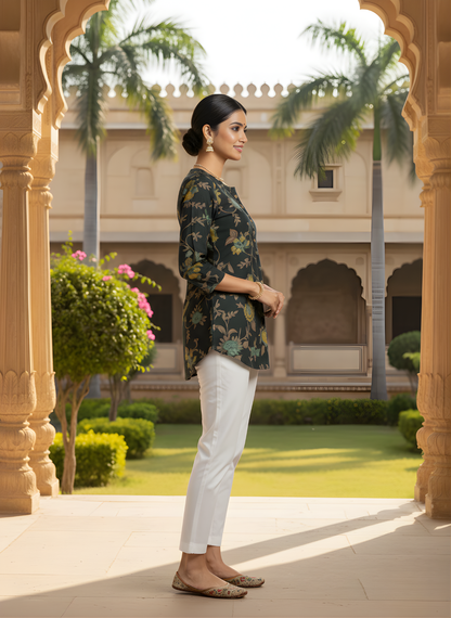 Neelufer Creation floral cotton top for women