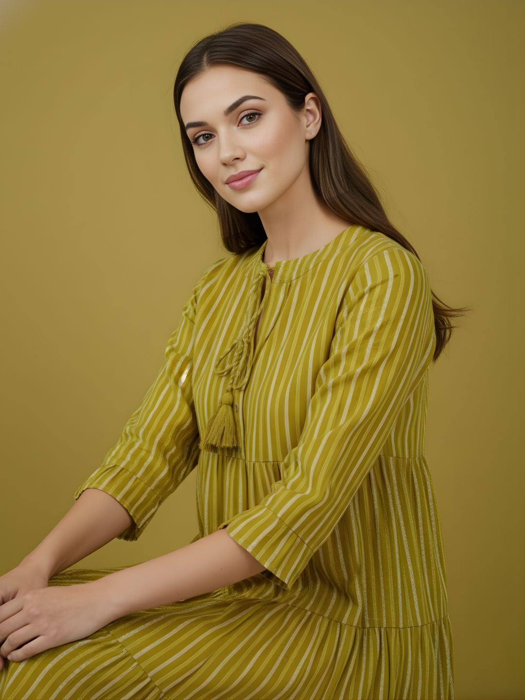 Pure Cotton Striped Tiered Middy Dress – Women Wholesale Collection