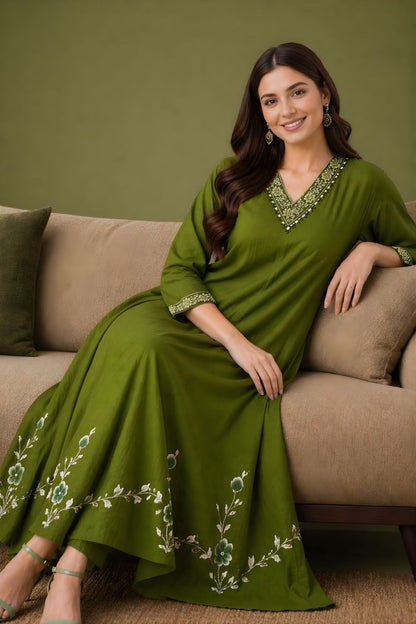 wholesale cotton kurtis supplier women wear bulk supplier India green anarkali