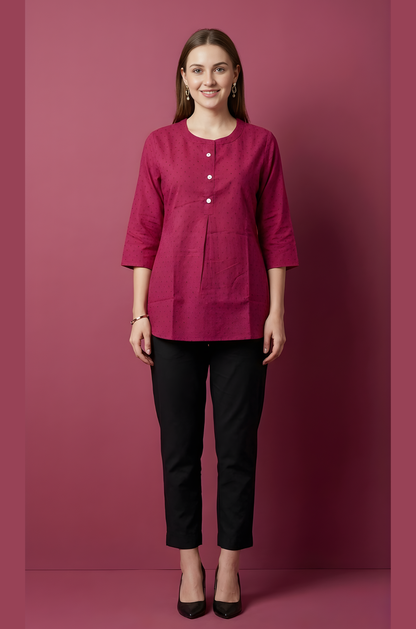 Saanvi Maroon Jaipuri Cotton Top – Women Wear Wholesale
