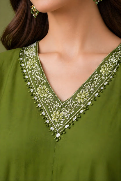 women wear manufacturer Jaipur eco friendly green anarkali cotton set